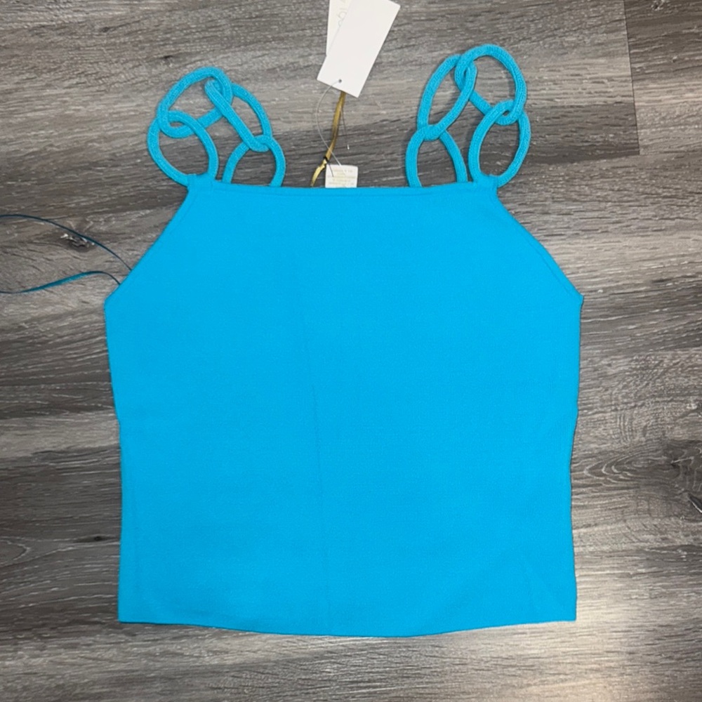 House of Harlow 1960 Blue Crop Tank Top with Cut Out